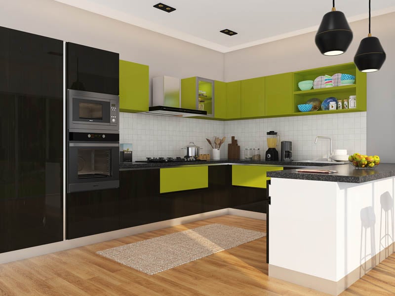 Dark Envy U-Shaped Modular Kitchen